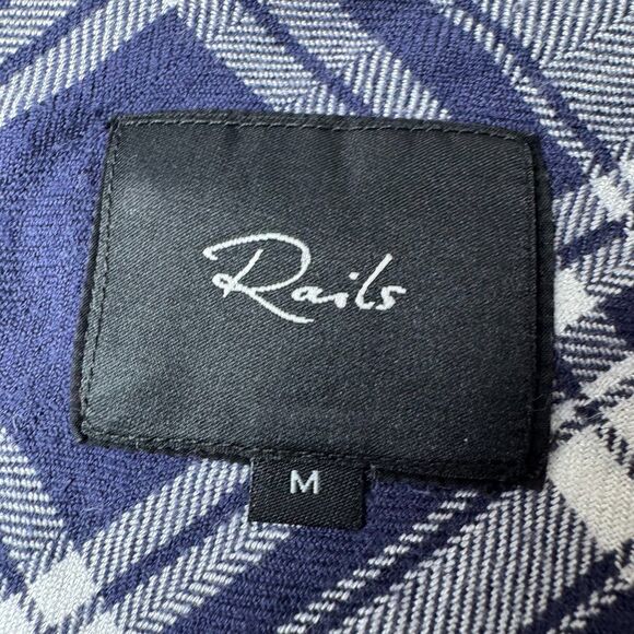 Rails Women Medium Plaid Button Down Shirt Blue White Lennox Arctic Coastal - Picture 5 of 14